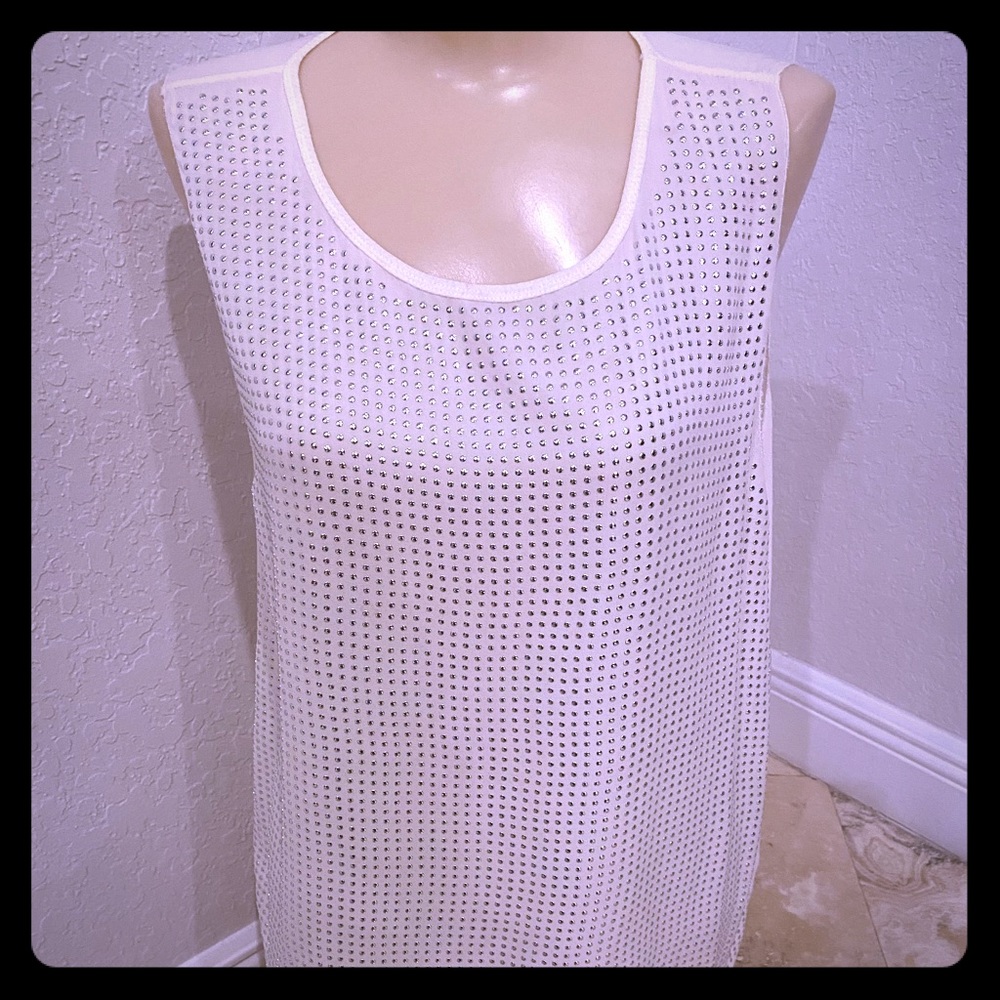 L’AGENCE 100% SILK TANK w/silver dots detailing